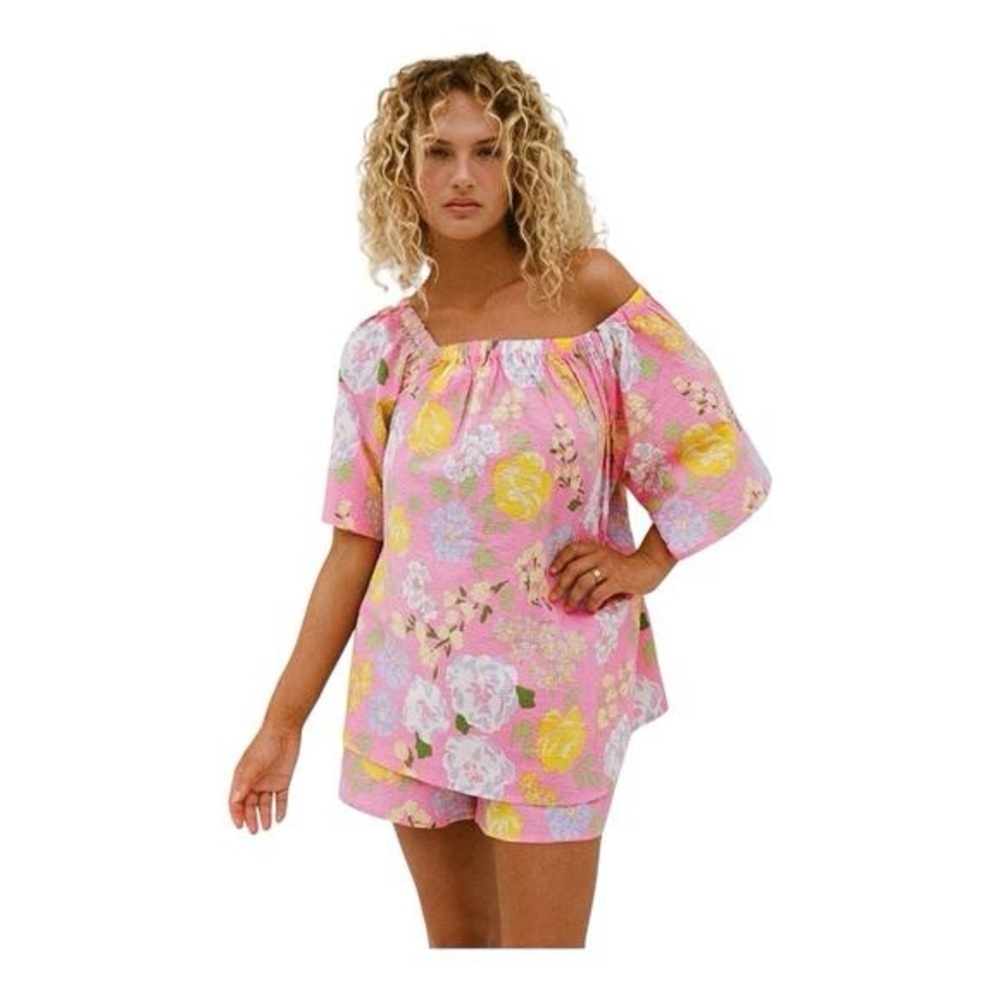 NWT Sabo Skirt women's Corsage Sailor Floral Off Shoulder Tunic Top